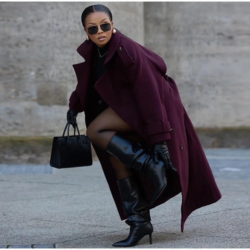 Velvet Rouge Classic Trench Coat