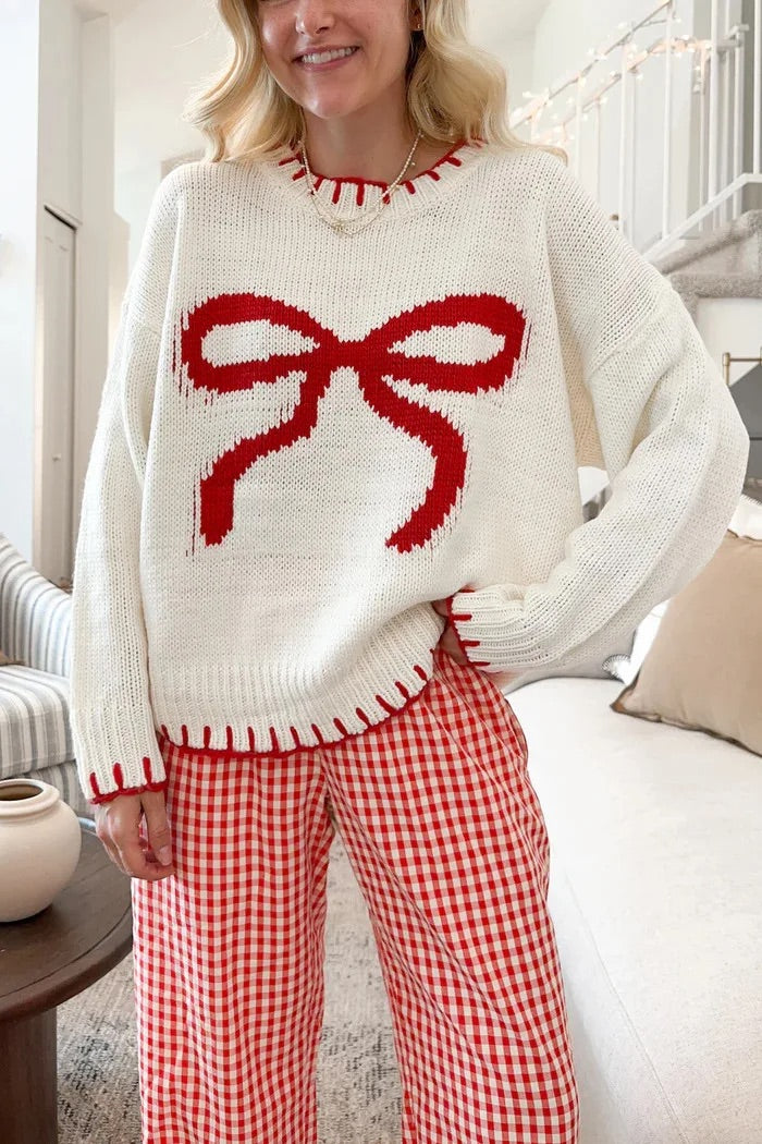 Cozy Crimson Bow Sweater