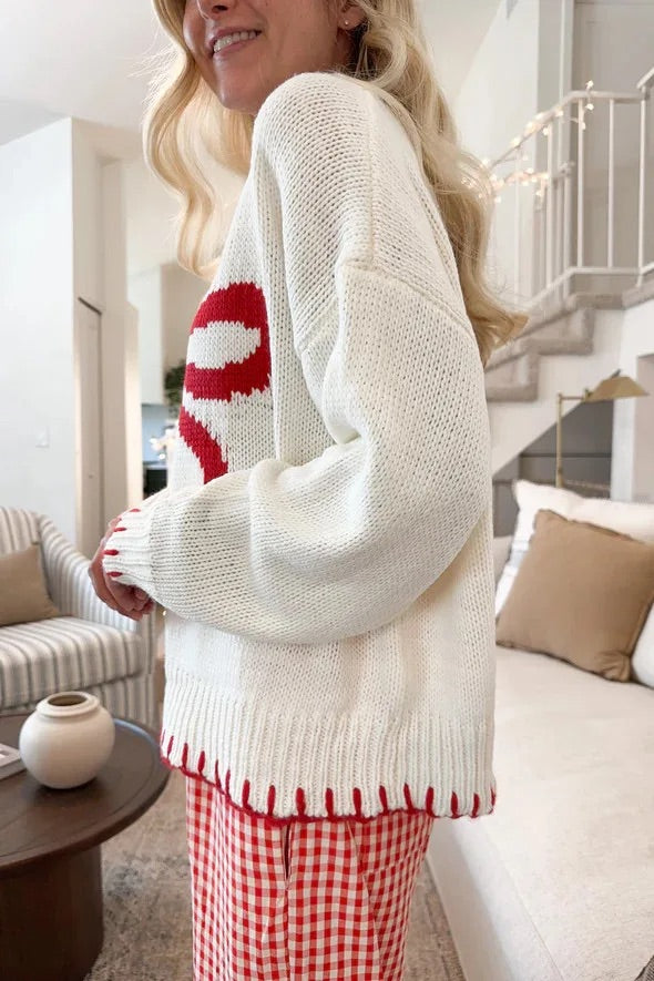 Cozy Crimson Bow Sweater