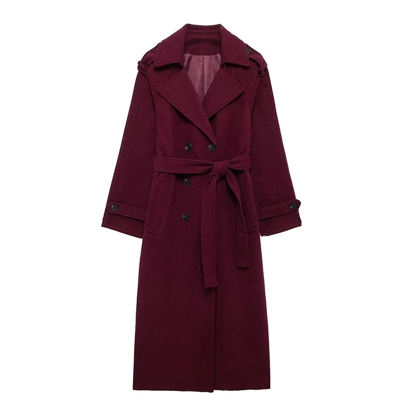 Velvet Rouge Classic Trench Coat