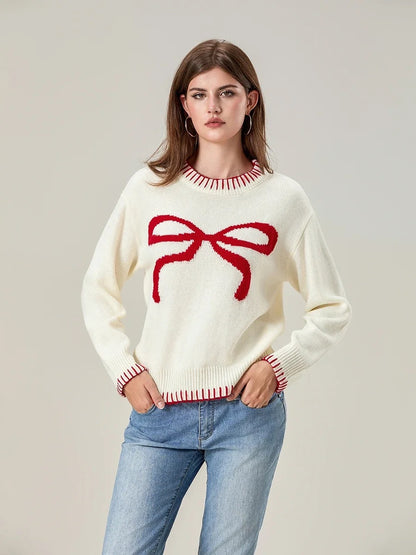 Cozy Crimson Bow Sweater