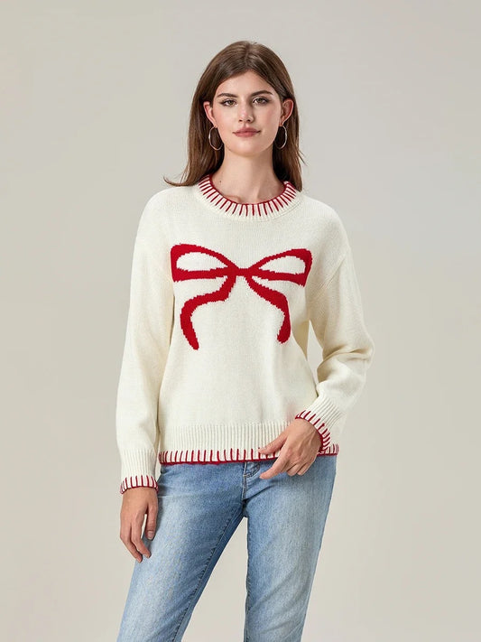 Cozy Crimson Bow Sweater