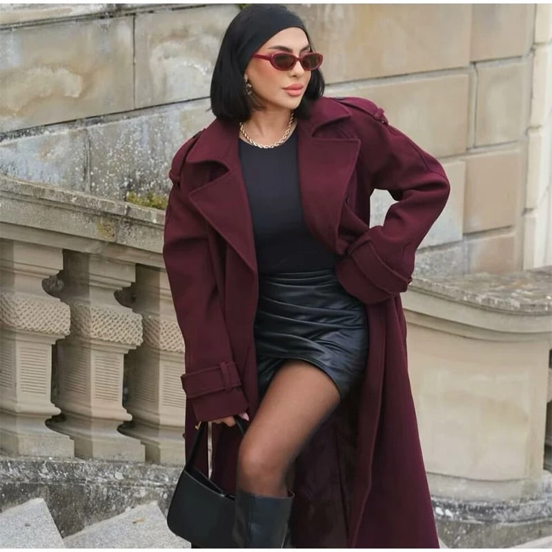 Velvet Rouge Classic Trench Coat